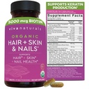 Biotin 5000 mcg Hair Skin Nails Vitamine für Frauen - Organische und vegetarische Ergänzung mit Vitamin E, B-Vitaminen, Spirulina, Horsetail und Superfood Blend zur Herstellung von Keratin -120 Count