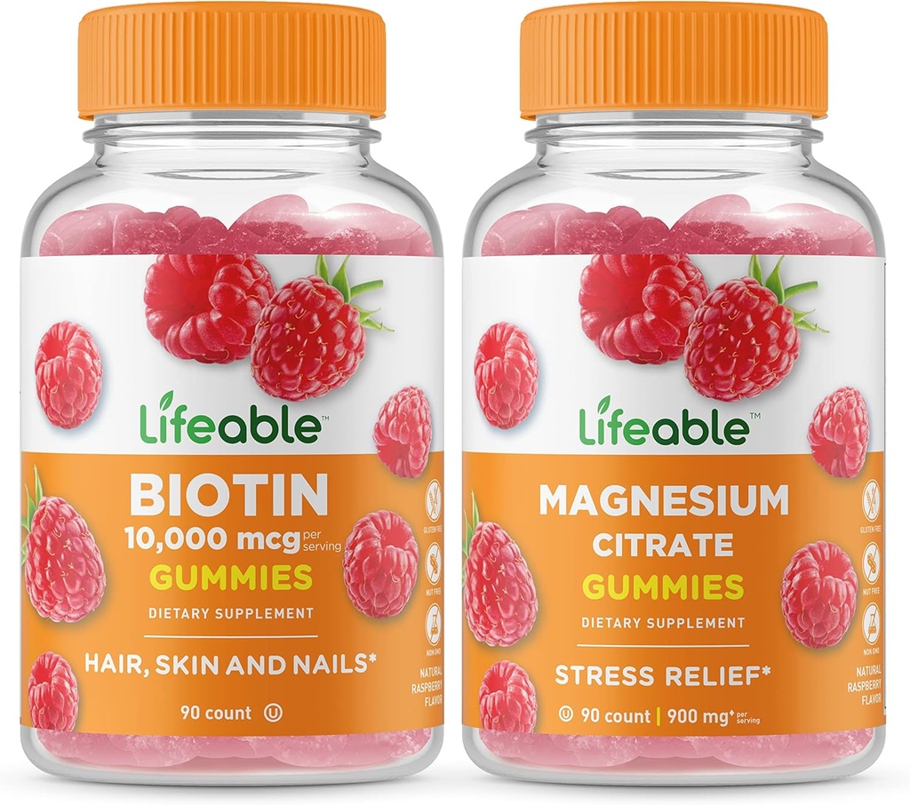 Biotin + Magnesium, Gummis Bundle - Große Verkostung, Vitaminergänzung, Glutenfrei, GVOfrei, Kaubar