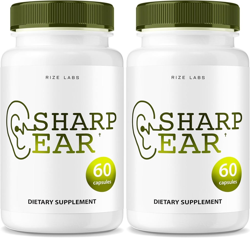 rize labs Sharp Ear Capsules, Sharp Ear Pillen für klares Hören, Sharp Ear Supplement zur Wiederherstellung von Hörgeräte, Sharp Ear Advanced Formula Maximum Strength (120 Kapseln) (Pack von 2)