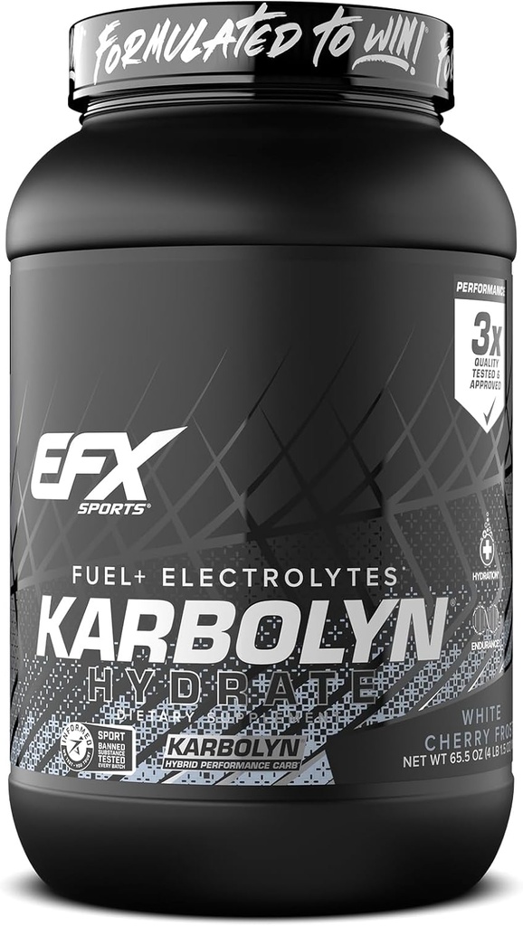 EFX Sport Karbolyn Hydrate | Kohlenhydrat Pulver + Elektrolyte | Zucker Kostenloses Sportgetränk Mix | Kraftstoff & Hydration | Stimulant Free | 66 Servierungen (White Cherry Frost)