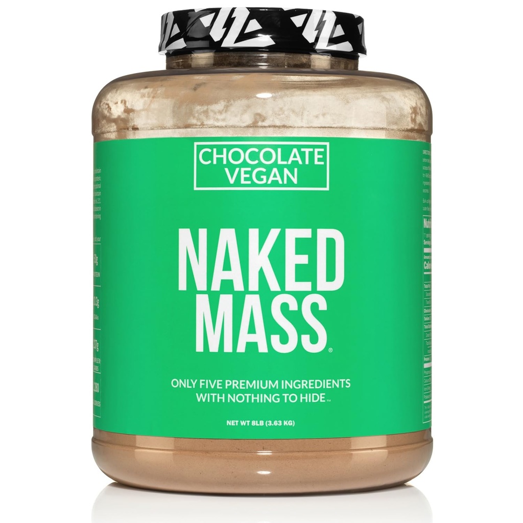 NAKED Vegan Maß - Schokolade Vegan Gewicht Gainer - 1.280 Kalorien, Non-GMO, Soy & Gluten frei, keine künstlichen Zutaten - 8LB Bulk - 11 Servierungen