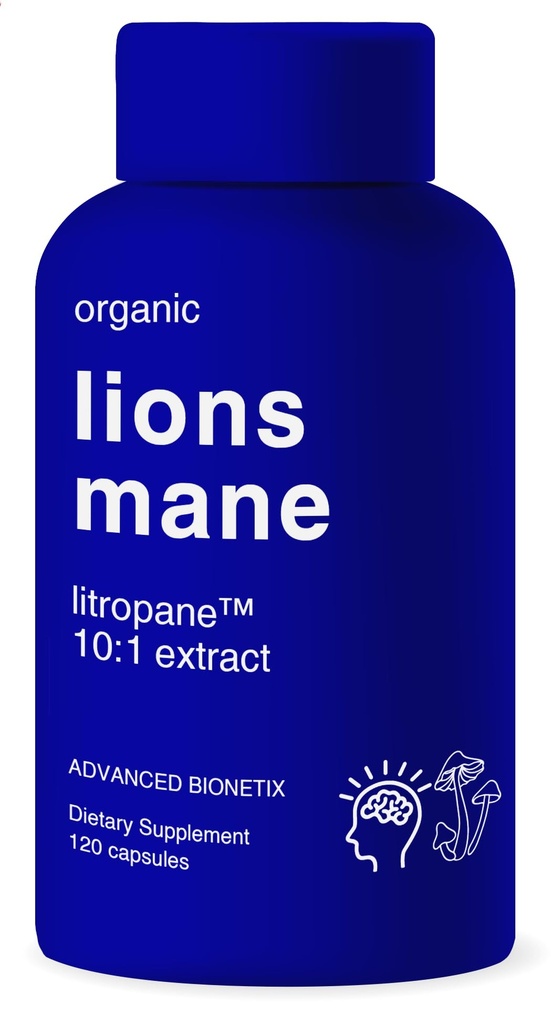 Bio Lions Mane Supplement 120 Kapseln. Gehirn Unterstützung Nootropic Immunsystem Unterstützung Pilz Ergänzung. 10X-Extrakt Ähnlich wie 18.000mg, enthält Patent Pending LitropaneTM