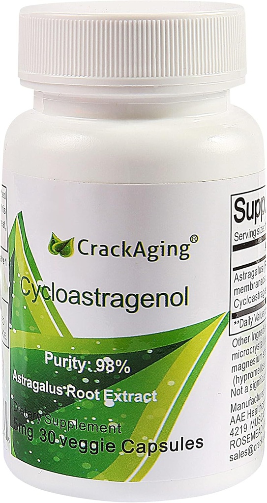 Crackaging Super-Absorption Cycloastragenol 98% | Telomere Verlängerung Ergänzungen | Immune Booster | telomere Nutritional 5mg 30 Kapseln