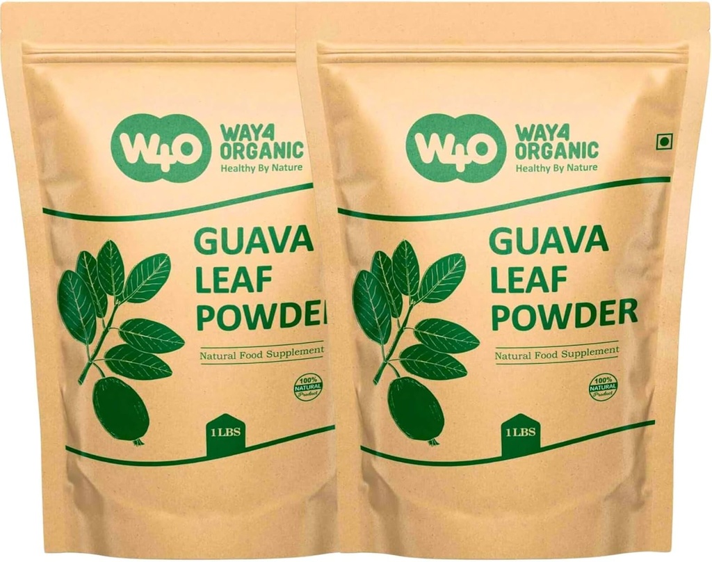Guava Leaf Powder (100% Natural & Pure), Guava Leaf Tea, Hair Re-Growth, Skin & Nails, No Preservatives, 100% Pure Guava Leaves (Pack of 2)