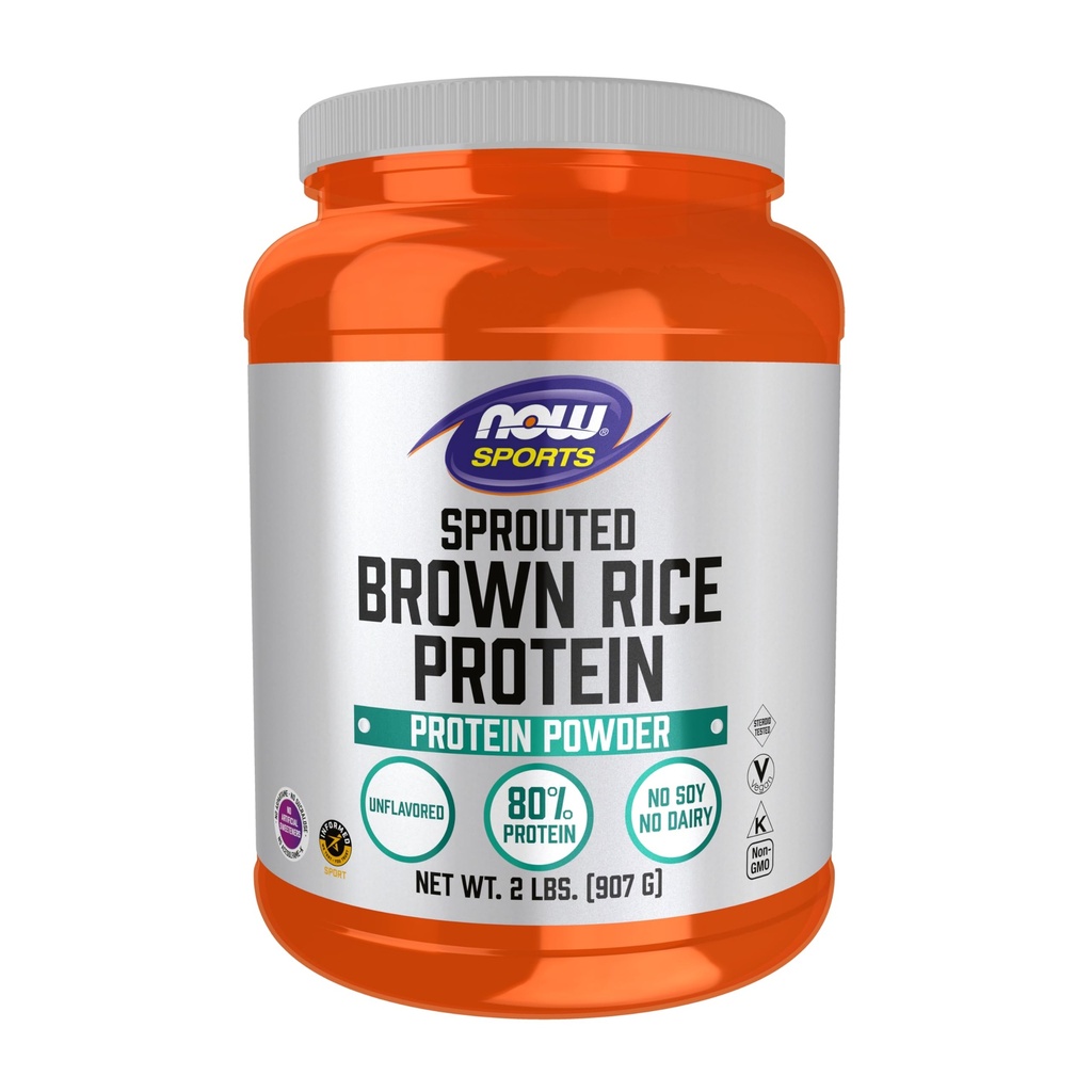 NOW Foods Sports Nutrition, Sprouted Brown Rice Protein, 80% Protein, ungeschmacktes Pulver, 2-Pfund