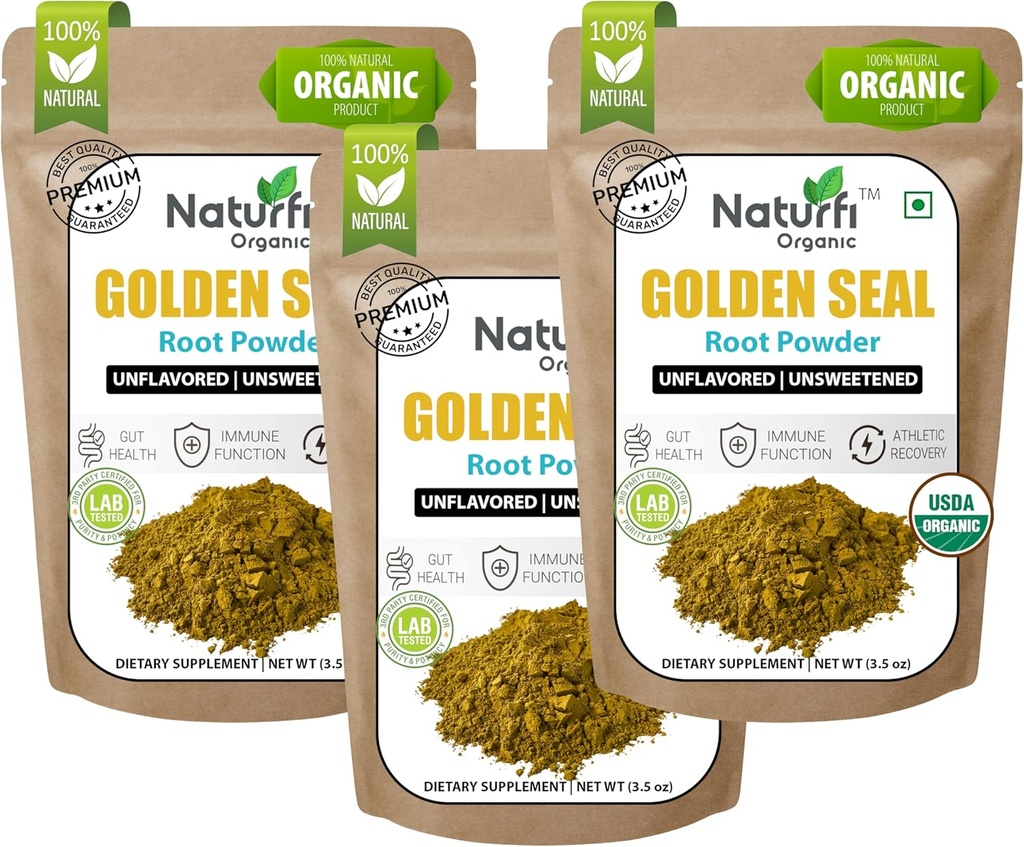 Naturefi Organic Goldenseal Wurzelpulver - 10,5 oz, 300 Servierungen *USDA Organic | Lab Tested* Reine natürliche Goldenseal Wurzelpulver-Ergänzung