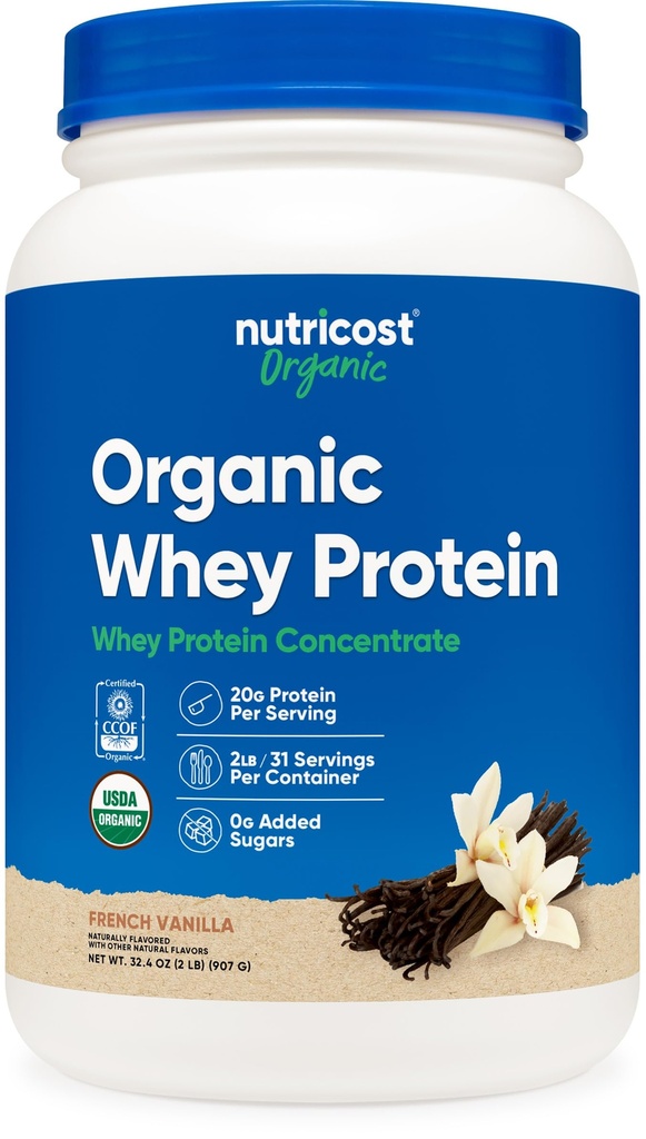 Nutricost Organic Whey Protein Konzentrat, Französisch Vanille Flavored, (2LBS) - Glutenfrei, Non-GMO