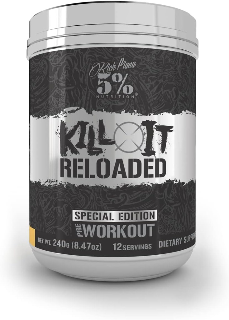 5% Nutrition Rich Piana Kill It Reloaded High Stim Pre-Workout | Ultra Energy,Focus,Power & Endurance Citrulline,GlycerSize,Nitrosigine,Creatine,Choline,Huperzine A (Maui Twist),1 Packung,8.47 Unze