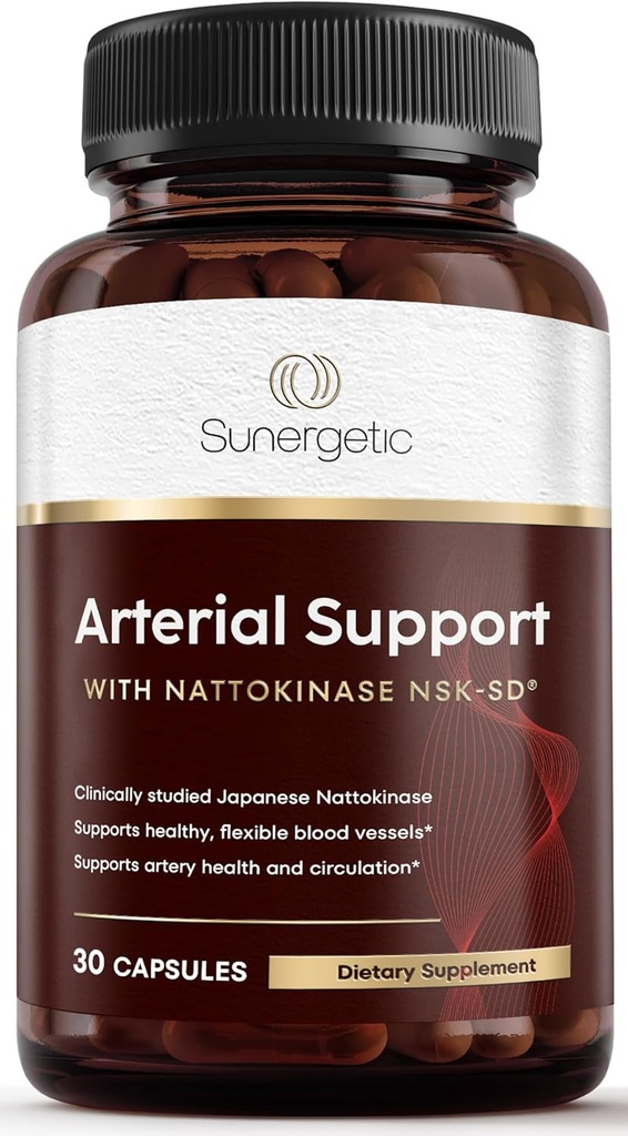 Sunergetic Premium Nattokinase Ergänzung für Arterial Support - Nattokinase 2000 FU (NSK-SD) Pycnogenol, Pomegranate & Beets - 100mg Nattokinase für Artery Health, Heart & Blood Vessels-30 Kapseln