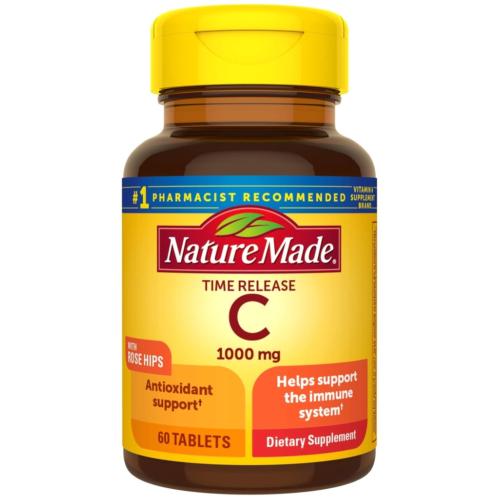 Nature Made Vitamin C 1000 mg Time Release Tabletten mit Rose Hips, 60 Count (Packaging Mai Vary)