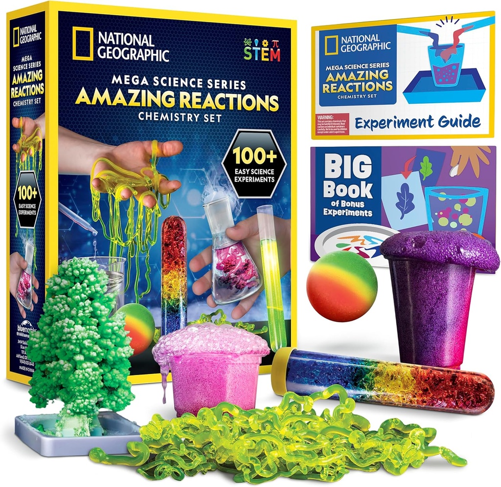 National Geographic Amazing Chemistry Set - Chemie-Kit mit 45 Wissenschafts-Experimenten einschließlich Crystal Growing und Reactions, Science Kit für Kinder, STEM-Geschenk für Jungen und Mädchen (ausschließlich)