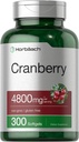 Horbäach Cranberry Pillen 4800mg | 300 Softgels | Non-GMO, Glutenfreie Ergänzung | aus Konzentratextrakt