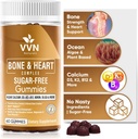Vegane Kalziumgummis K2 Vitamin-Ergänzung mit MK-7 & Vitamin D3, Magnesium & 13 Trace Minerals, Unterstützung von Knochendichte | Plant Based | B12 - Knochen & Herz Complex, 60 ct.