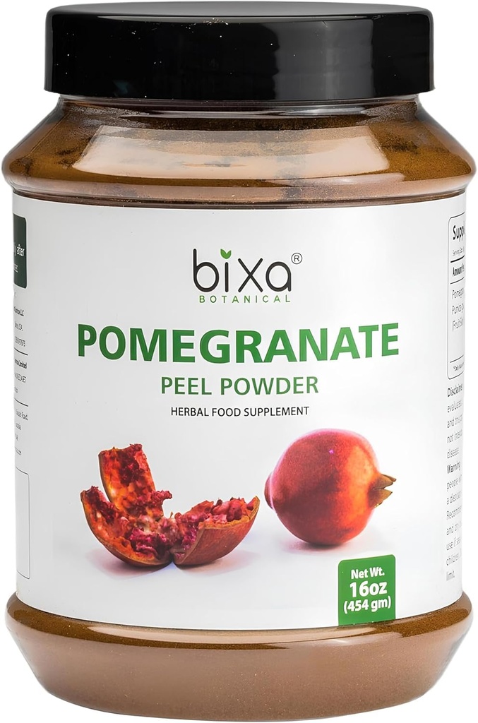 bixa BOTANICAL Pomegranate Peel Pulver | Kräutertee, Hautpflege & DIY Schönheit | Punica Granatum, Ayurvedische Kräuterergänzung | Glutenfrei, Non-GMO, Dampfbehandelt, Vegan, 100% rein | 1 lb / 16oz