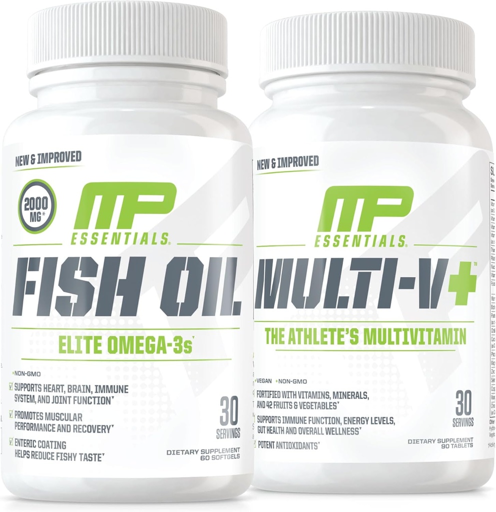 Muskel Pharm Essentials Multi-V+ & MuskelPharm Essentials Fish Oil Elite Omega 3 Supplement