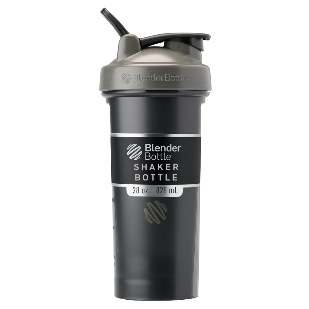 BlenderBottle Classic V2 Shaker Bottle Perfekt für Protein Shakes und Pre Workout, 28-Ounce, Grau/Schwarz, Schwarzer Schatten
