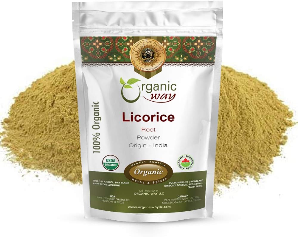 Bio Way Licorice Root Powder (Glycyrrhiza glabra) - Kräutertee | Kosher & USDA Certified | Vegan, Non-GMO & Gluten Free | Getestet für Heavy Metal und Reinheit | 100% Raw aus Indien (1/4LBS / 4Oz)