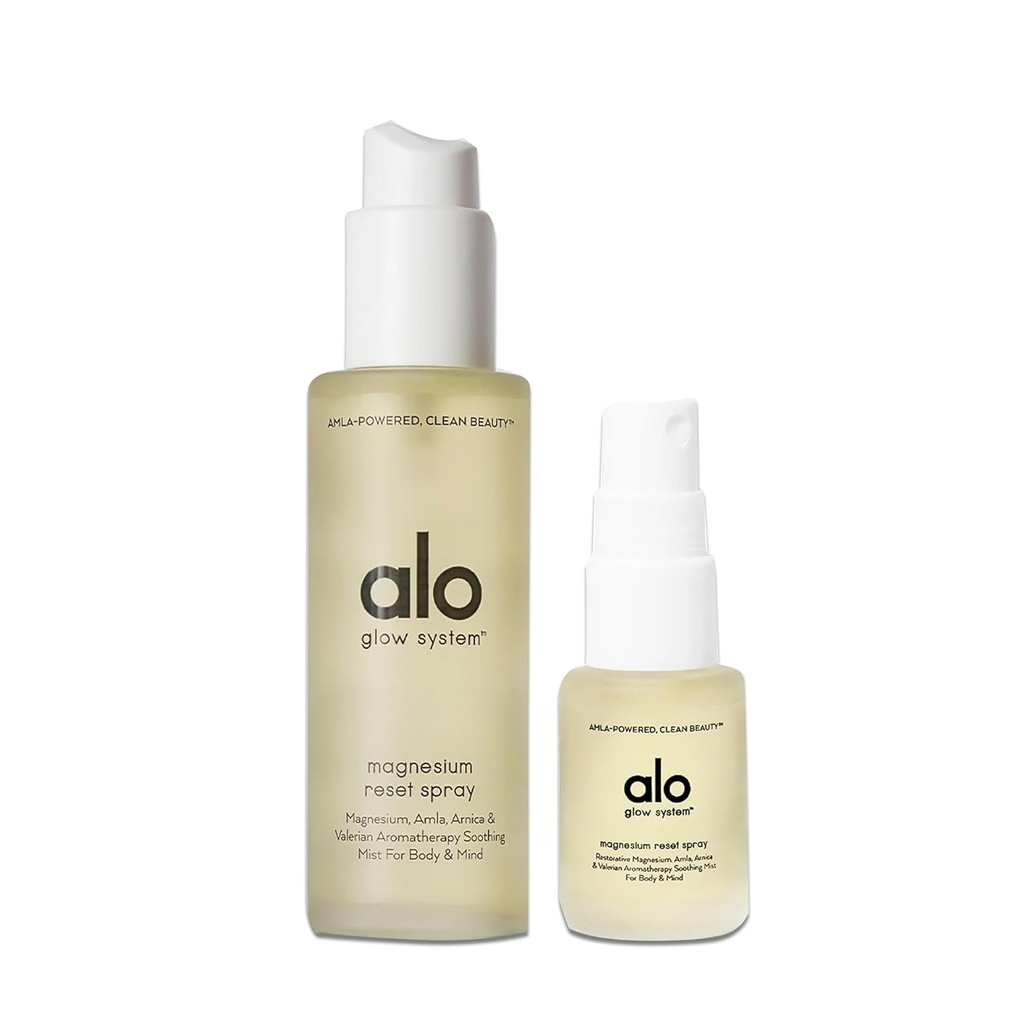 Alo Magnesium Reset Body Spray + Mini | Für Schlaf & Natürliche Stress Relief – Beruhigende Mischung mit Magnesium, Valerian Root, Arnica & Essential Oils | Made in USA - 3.2 oz + 0.7 oz