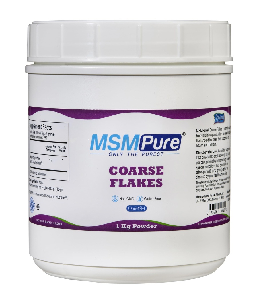KALA HEALTH MSMPure Coarse MSM Powder Flakes – US-Made MSM für gemeinsame Gesundheit, Haut Aussehen und Haar- und Nagelunterstützung – 2.2 lb, Bio Schwefel