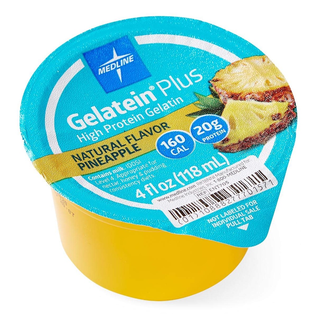 Medline Active Gelatein Plus Supplement, einfach zu bedienen, Protein und Kalorien Enhanced, Ananas Flavor, 4oz. Cup (Sache 36)