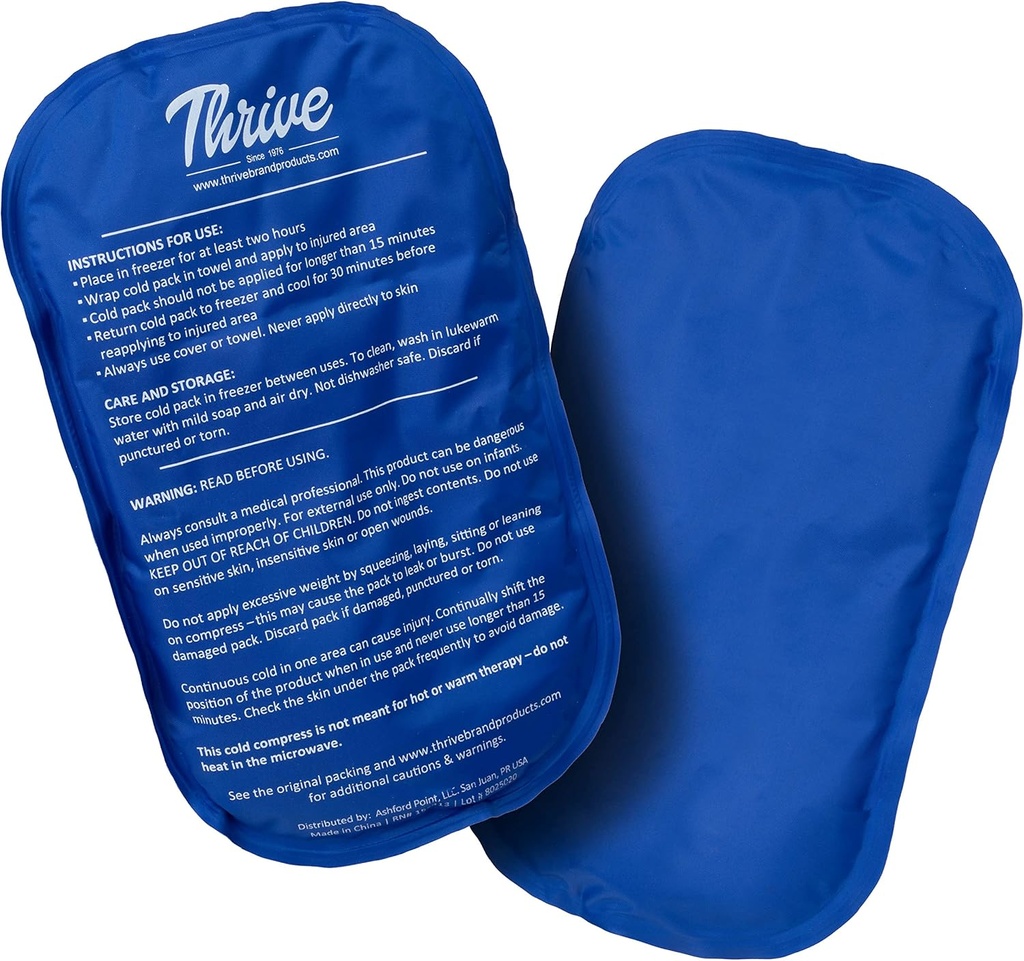 Thrive Ice Packs for Injuries Reusable - Large, Dark Blue, 2 Count - Gel Ice Packs & Cold Compress Pads für Neck, Schulter, Knie und Rückenschmerzen Relief - Flexible, lang anhaltende Therapie