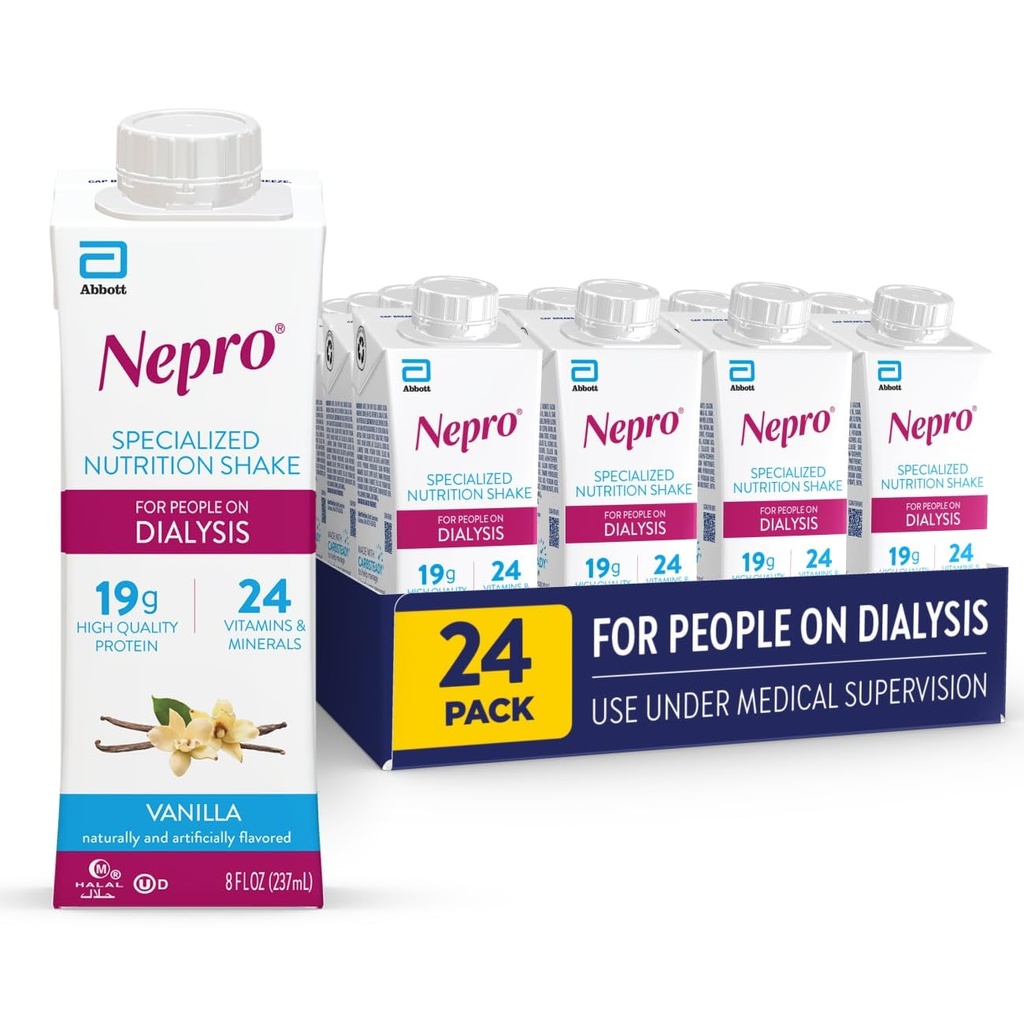Nepro Nutrition Shake für Menschen auf Dialyse, 19g Protein, 420 Calories, Vanille, 8 fl oz, 24er Pack
