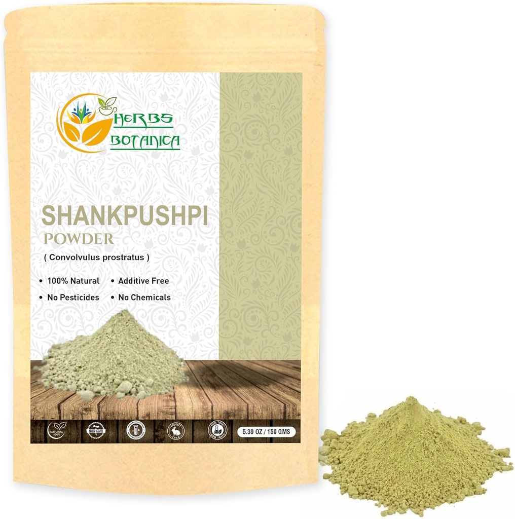Kräuter Botanica Shankhpushpi Pulver Convolvulus Pluricaulis 100% Natürliche | Unterstützt Verdauung, Immunität, & kognitive Funktion 5.3 Unze