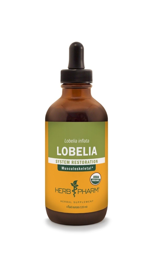 Herb Pharm Certified Organic Lobelia Liquid Extract for Musculoskeletal System Support - 4 Ounce