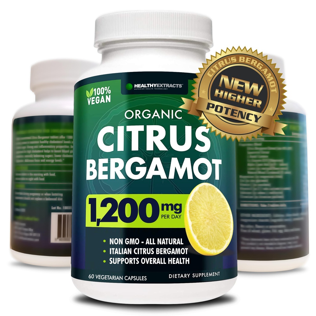 Citrus Bergamotte Ergänzung – 150:1 Extrakt, 1200mg pro Servierung, 80% Polyphenole, Ergänzung für hohe Cholesterin, Italienisch Sourced, 60 Count, 1 Monat Versorgung, Made in USA