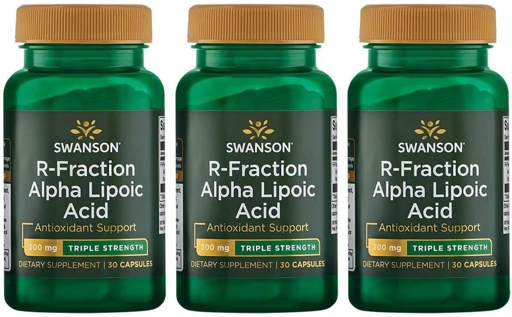Swanson Triple Strength R-Fraction Alpha Lipoic Acid - fördert gesunden Blutdruck & liefert essentielle Nährstoffe - (30 Kapseln, 300mg Jeder) (3 Packung)