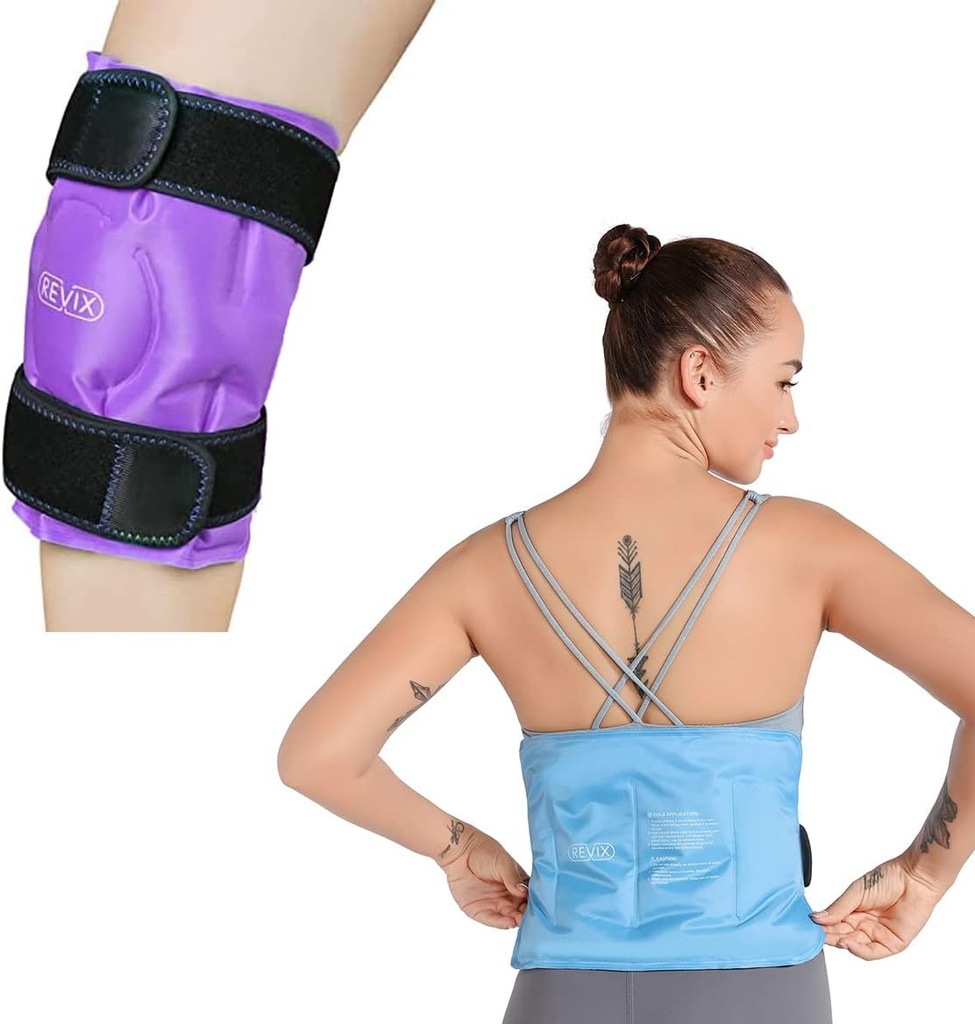 REVIX Knee und Back Ice Pack für Verletzungen Wiederverwendbar, Gel Ice Wrap mit Kaltkompresstherapie