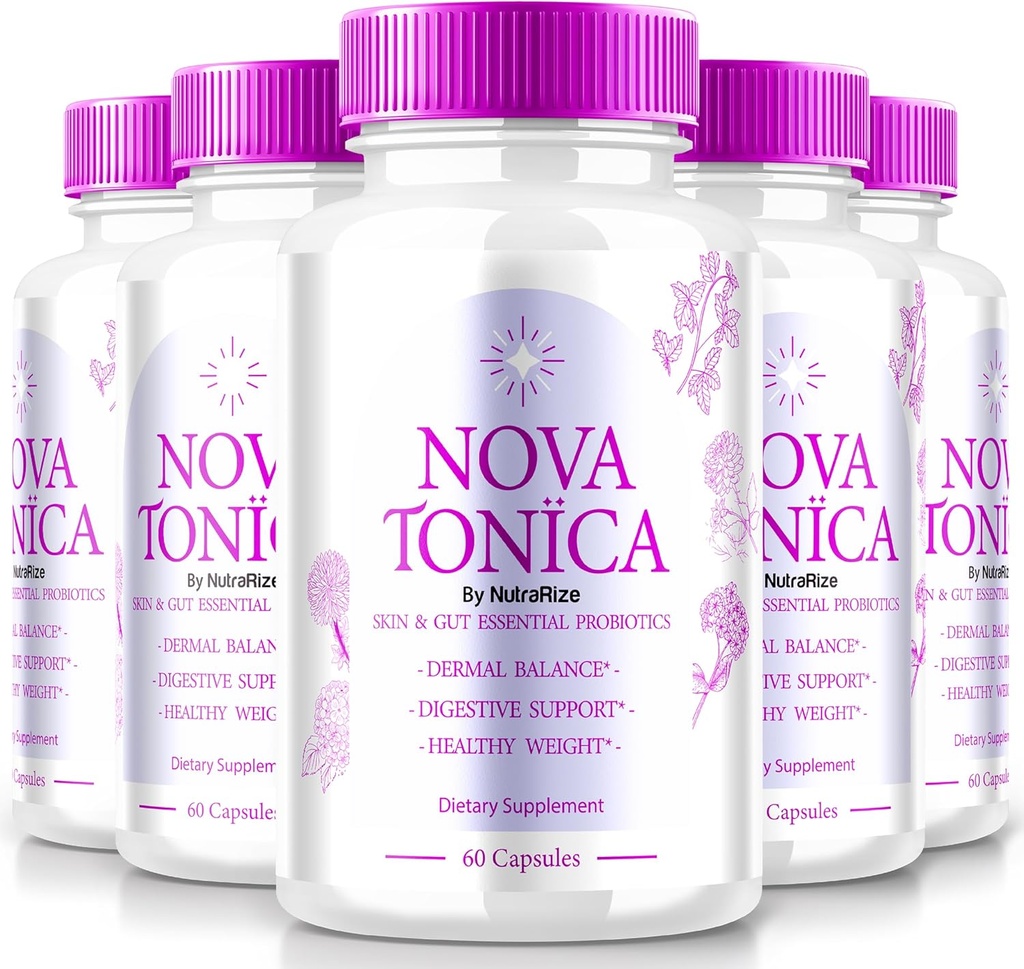 (5 Pack) NovaTonica Kapseln, Nova Tonica zur Unterstützung natürlich gesünder und glänzender Haut, Extra starke Ergänzung zur Unterstützung der Hydration, hautsteigernde Vitamin Pillen, Nova Tonic Reviews (300 Kapseln)