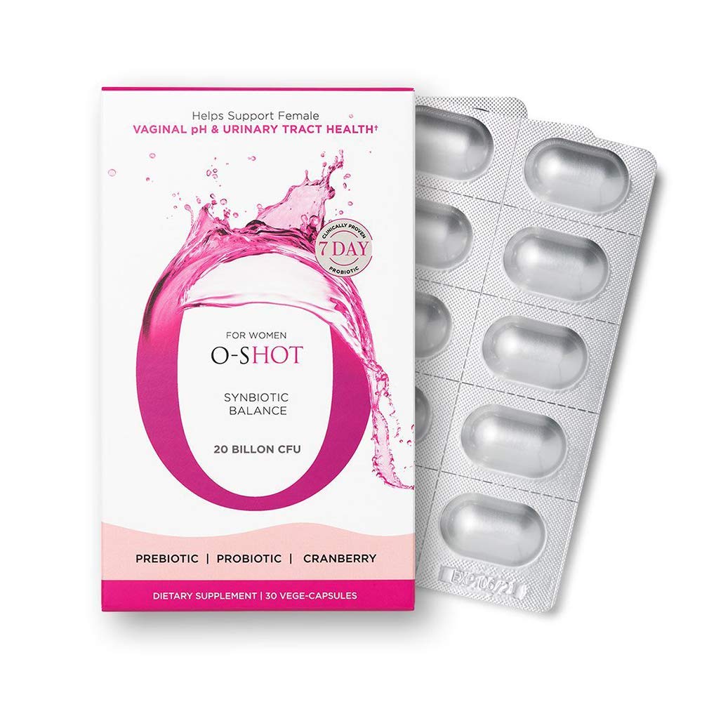 O-Shot (r Vegan Vaginal Probiotic + Prebiotic für Frauen, Cranberry Extract, Chicory Root, Vaginal pH, Urinary Tract, Digestion, Bloating, Non Dairy, Non GMO, Gluten Free, 30 Vege-Capsules