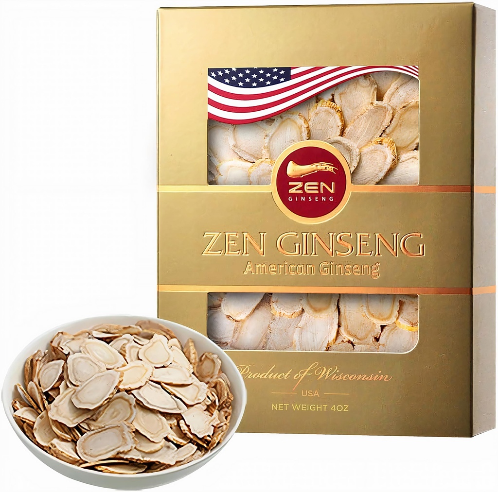 American Wisconsin Ginseng Slices — Verbesserte Energie, Leistung und psychische Gesundheit für Männer und Frauen (4 Oz. (Pack von 1))