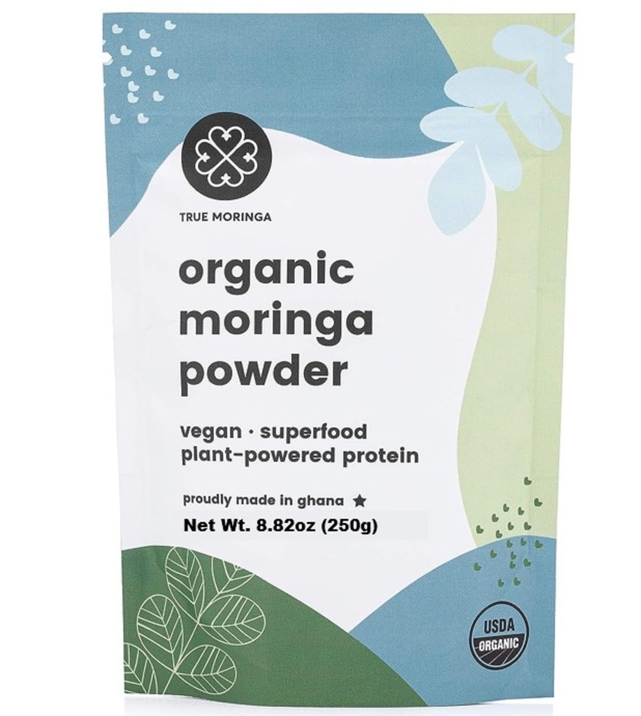 Bio Moringa Pulver | 100% Regenerative Bio-Roh Moringa-Pulver, zertifiziert USDA. Non-GMO (250g)