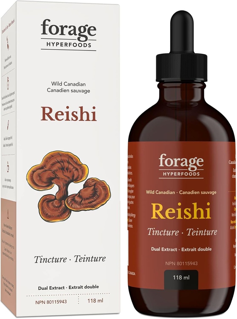 Futter Hyperfoods- Original Canadian Wild Reishi Mushroom Superfood Liquid Supplement Extract Tincture, Vegan, Non-GMO, verbessert Immunsystem und Stress Response, Natural Calm, 118ML