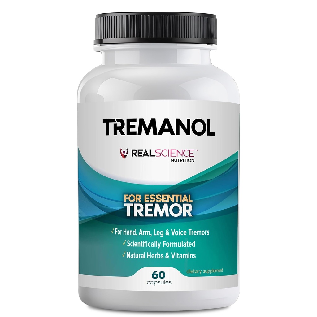 Tremanol Natural Aid Essential Tremor Relief Kräuterergänzung für neurologische Unterstützung - Inklusive Vitamin B2 & B12, Passionflower & Skullcap für Hand Tremor Aids - Made in USA, 60 Caps