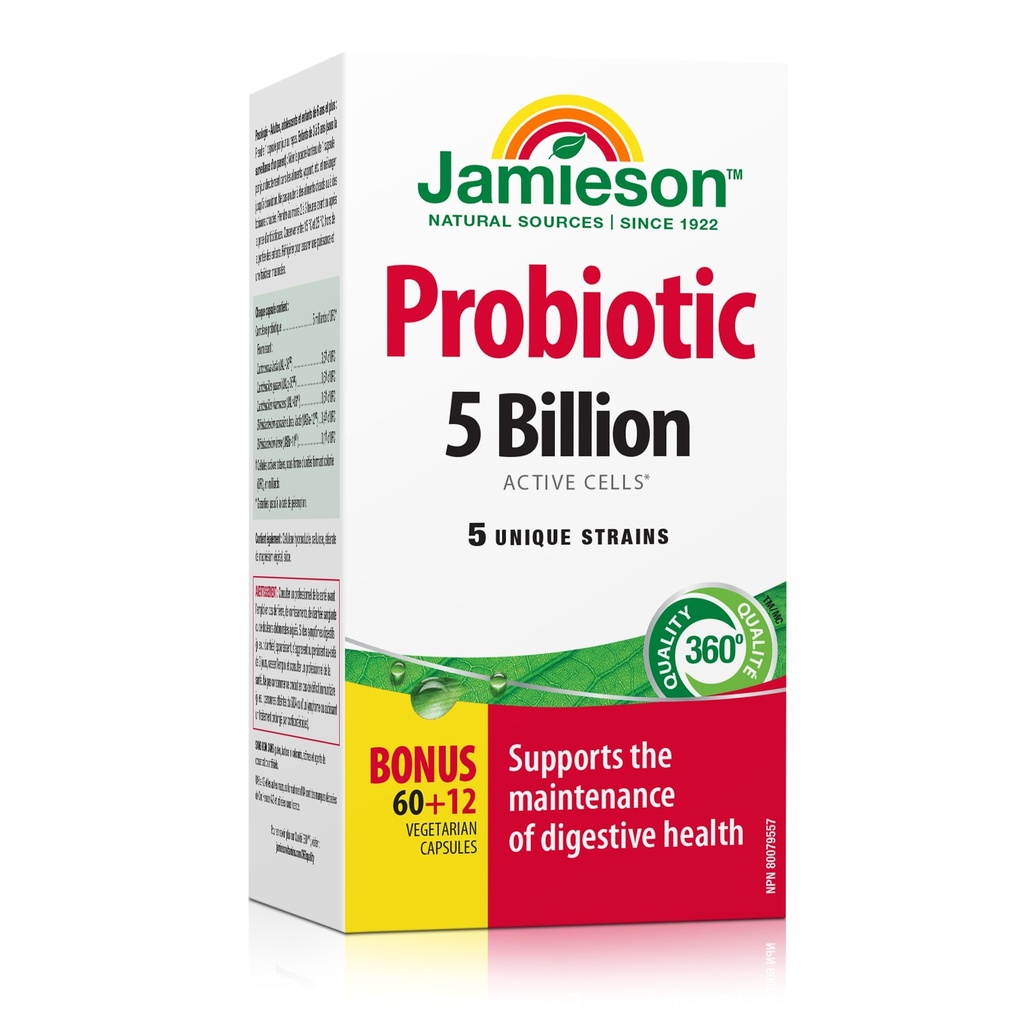 Jamieson Laboratories Probiotic 5 Billion Regular Strength Supplement, 60 Count