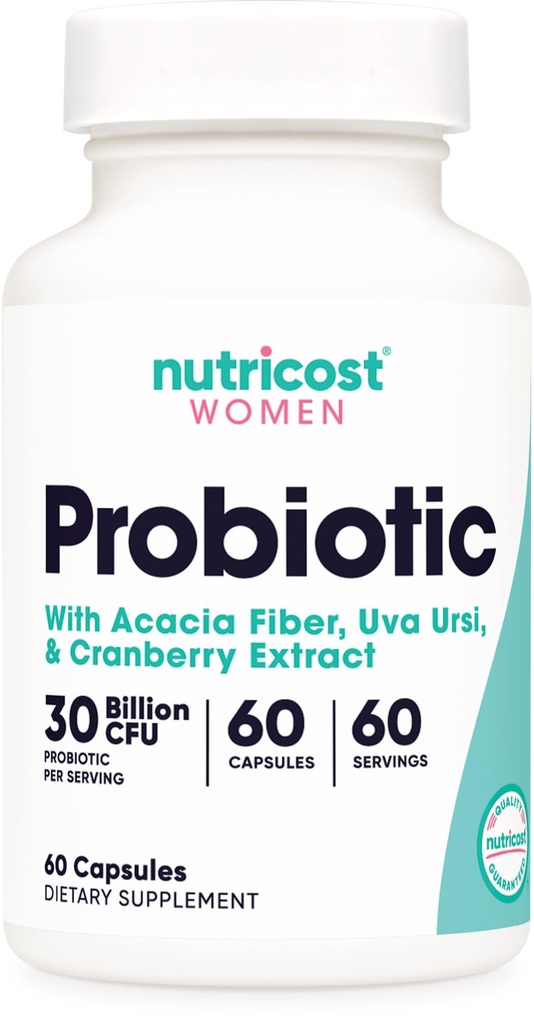 Nutricost Probiotic für Frauen 30 Billion CFU, 60 Kapseln - Komplex mit Acacia Fiber, Uva Ursi & Cranberry Extract, Non-GMO & Gluten Kostenlos