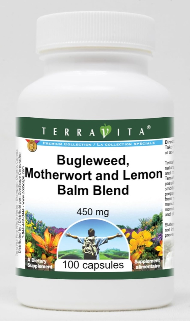 Schilddrüsenunterstützung - Bugleweed, Mutterwort und Zitronenbalsam - 450 mg (100 Kapseln, ZIN: 511178) - 2 Pack