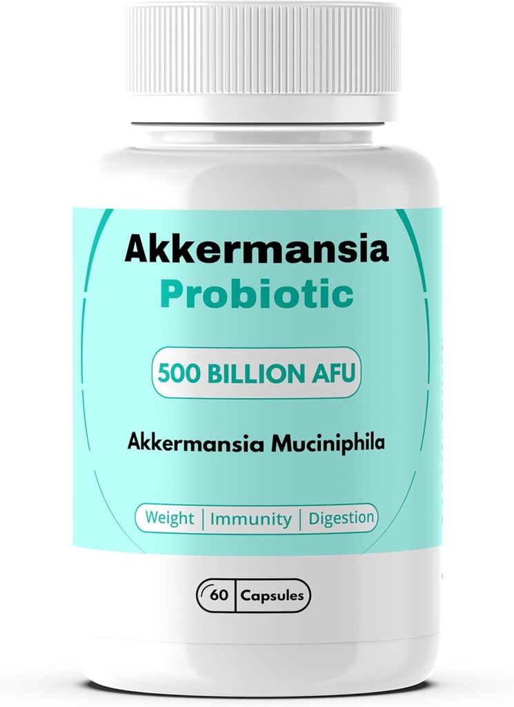 Akkermansia Muciniphilia Probiotic 500 Billion AFU für Gut Gesundheit, für Immunität, Grüner Tee, Chrom, Vitamin D & Vitamin B12, 60 Kapseln