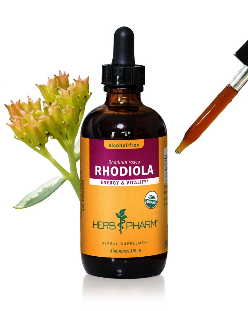 Herb Pharm Certified Organic Rhodiola Root Extract für Energie, Endurance und Stamina, Alkoholfreies Glycerit, 4 Unze