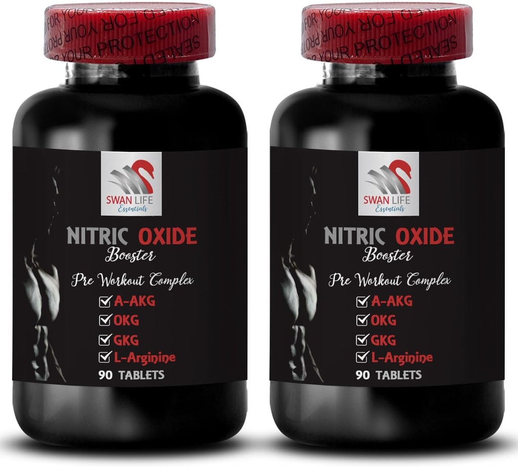 Ornithin alpha-Ketoglutarat OKG - NITRIC OXIDE BOOSTER - L-Glutamin-Pulver, Übungsausdauer, Nitric Oxid-Pulver, Fitness-Ergänzung, Energie-Ergänzung, Übungsstärke 2 Flaschen 180 Tabletten