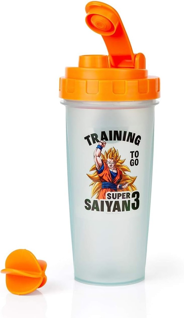 Dragon Ball Z Super Saiyayan Goku Gym Shaker Bottle -20 Unzen BPA-freie Kunststoff Blender Flasche mit Whisk Ball - Protein Shake, Meal Ersatz, Smoothie Mixer - Gym Workout Zubehör - Ideale DBZ Geschenke