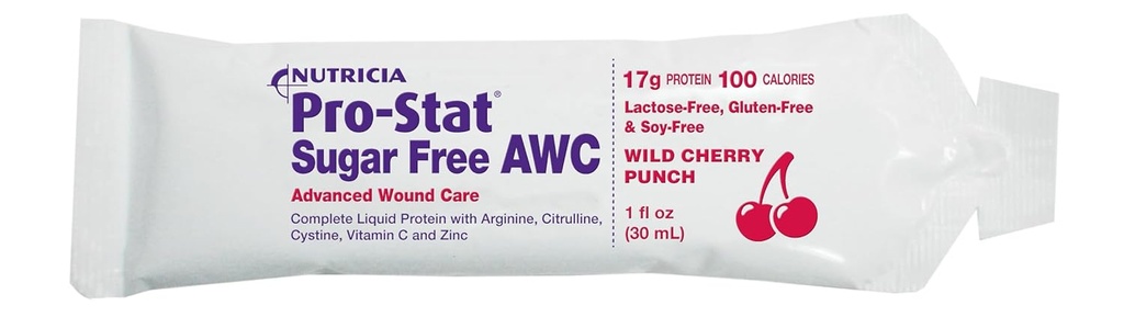Pro-Stat AWC Sugar-Free Protein Packets, Wild Cherry Punch, 1 Unze (96 Count) - Medizinische Lebensmittel für Wound Care, Muskel Erholung, Lactose & Glutenfreie Ergänzung