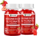 Magnesium-Glycinat-Gummi 600mg, Zucker freie Magnesium-Gummi für Erwachsene, Erdbeer-Magnesium-Ergänzung für Stress & Muskelrelief & Nerve Gesundheit, Non-GMO, Glutenfrei, Vegan, 120 Zähler