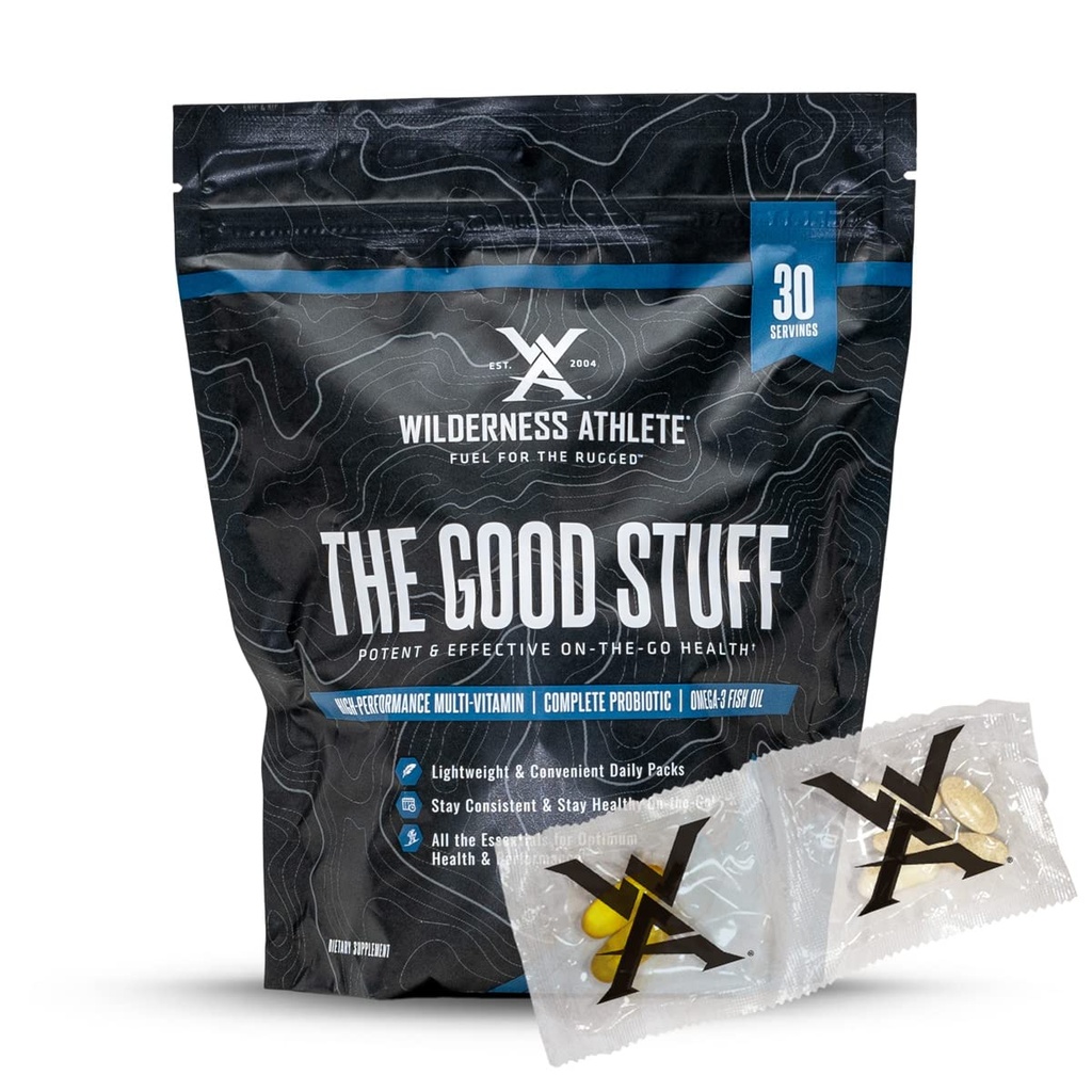 Wilderness Athlete - The Good Stuff | Daily Vitamin Pack - Multivitamin für Damen und Herren - Vitamin Packs für Männer und Frauen Gesundheit - Supplement Probiotics, Omega-3 Fischöl, & Multivitamine mit Zink