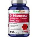 NusaPure D-Mannose Complex 1400 mg (mit Hibiscus und Cranberry) - 180 Veggie Caps.