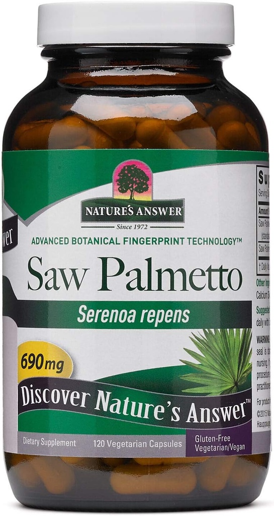 Nature's Answer Saw Palmetto Prostata 690mg 120-Kapsules Supplement | Prostata-Unterstützung | Natürliche Urinary Tract-Unterstützung | Promotes Haarwachstum | Single Count
