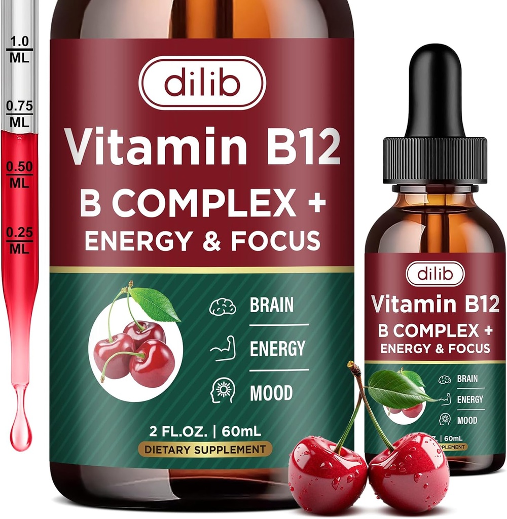 Vitamin B12 Complex 5000 mcg | Vegan B12 Flüssigkeitstropfen Sublingual Supplement | Methylcobalamin w/Folate, Biotin, Vitamin C, B3, B5, B6, & B8 für lang anhaltende Energie und gesunden Stoffwechsel, 2 fl. oz.